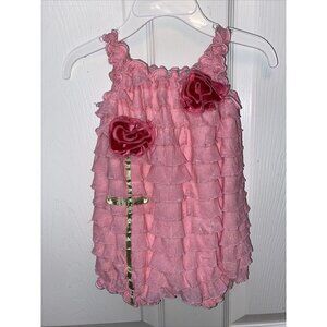 h  baby BABYRAGEOUS casual sleeveless solid pink ruffles  1pc romper 6m  NWT